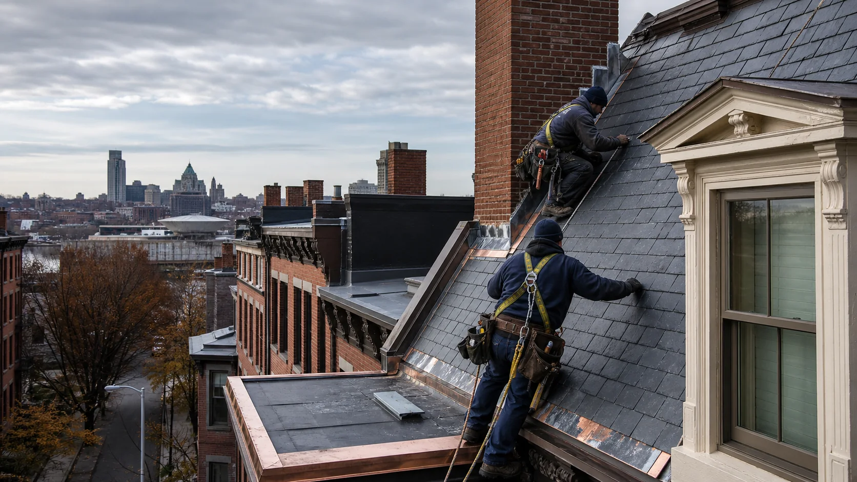 Roof inspection on a Albany-area home